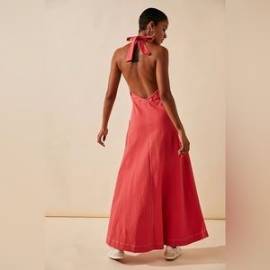 Free People Victoria Low Back Maxi Dress lilac pink purple XS new with pocket